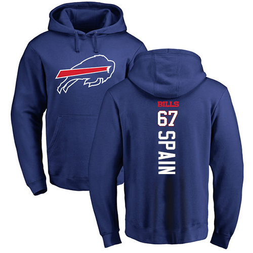 Men NFL Buffalo Bills #67 Quinton Spain Royal Blue Backer Pullover Hoodie Sweatshirt